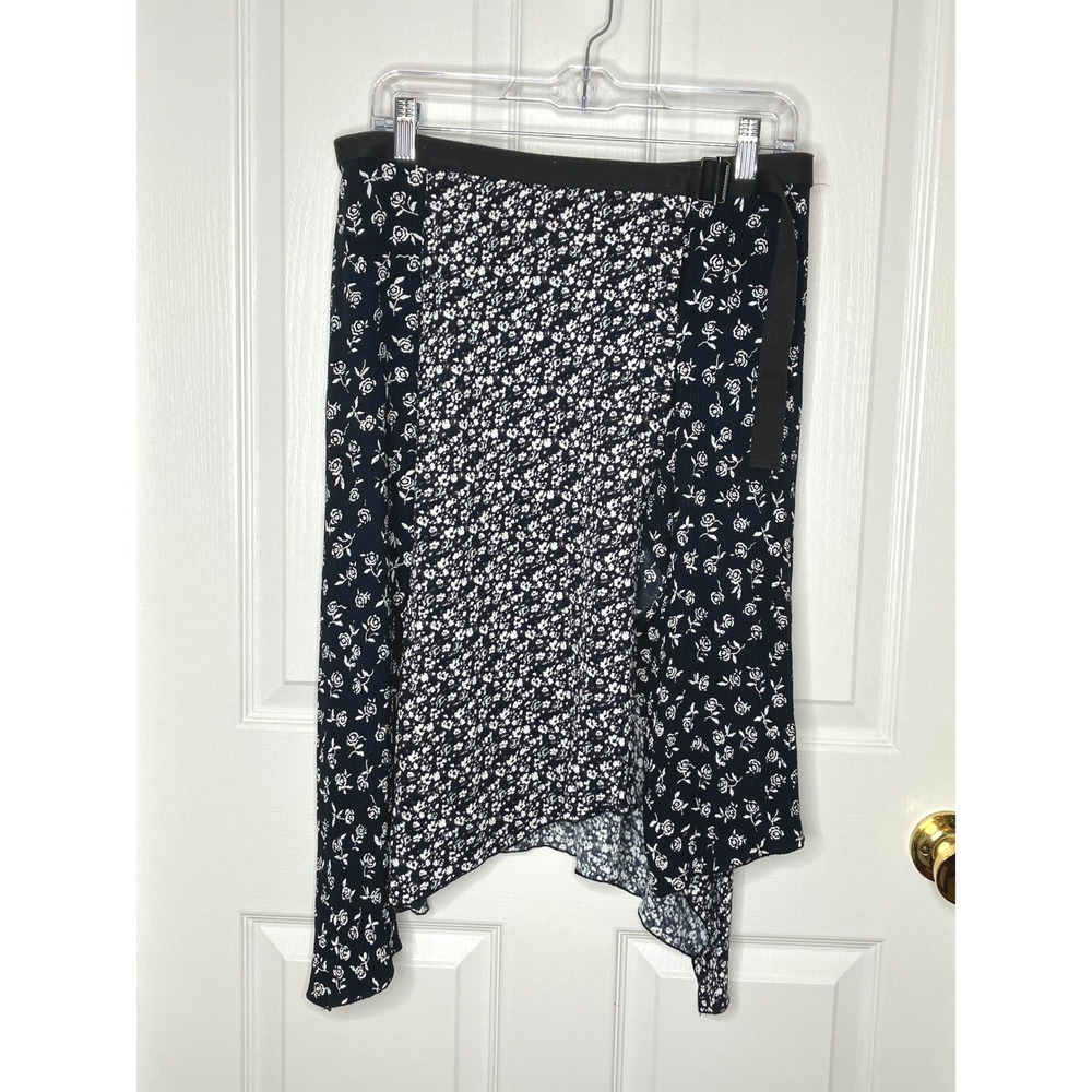 Rag & Bone Liv Wrap Skirt Black Floral Asymmetrical Size 4 Boho Whimsy Goth - Picture 2 of 10